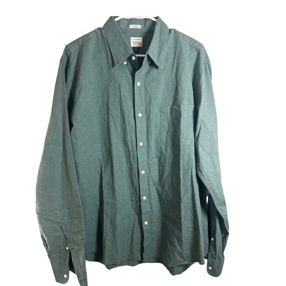J.Crew‎ Slim Fit 100% Cotton Shirting Button Down Shirt XL Sage Green Heather